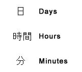 Days, hours and minutes in kanji
